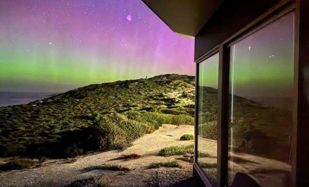 the aurora australis (southern lights) from Southern Ocean Lodge