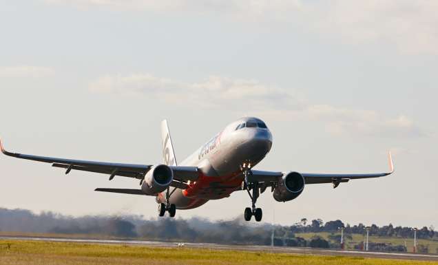 Jetstar plane taking off