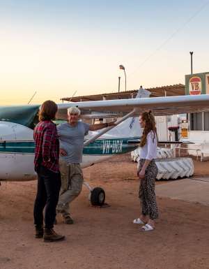 William Creek Hotel outback pub exterior with Cessna plane out front