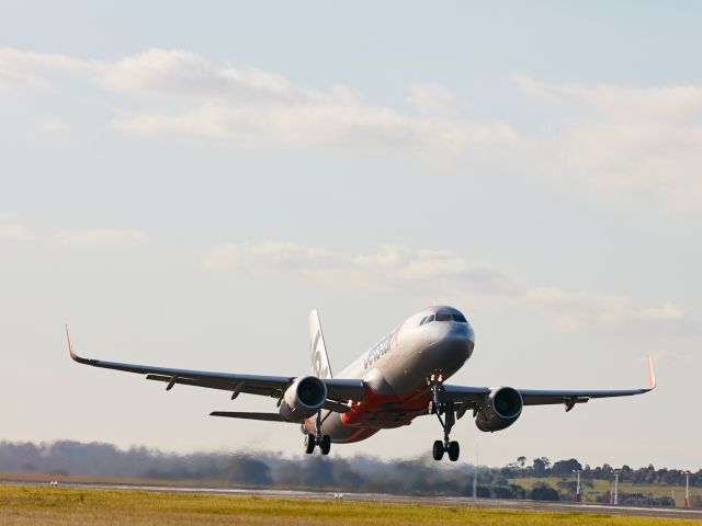 Jetstar plane taking off