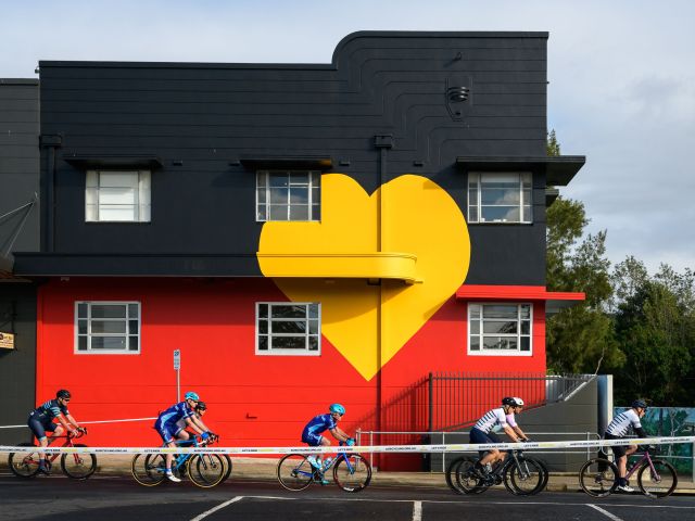 Racing on Molesworth Steet, Lismore for the BBCC Lismore Cycling Festival. Lismore's vibrant villages is filled with murals.