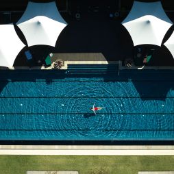 aerial of adults-only pool at crystalbrook byron bay, winner in nsw north coast tourism awards