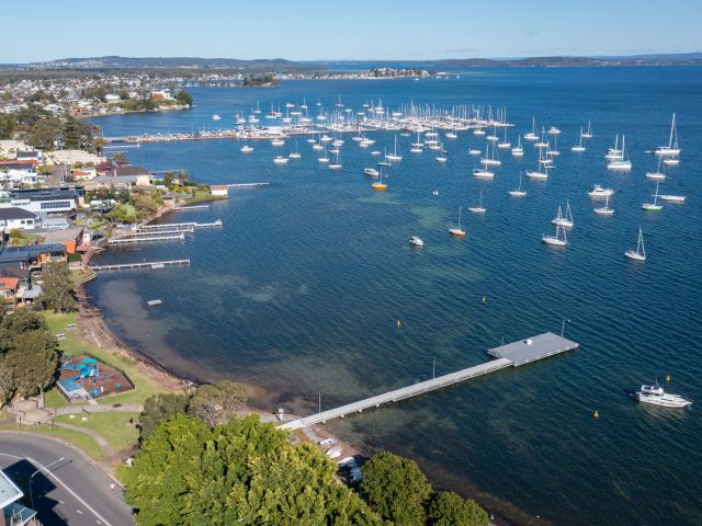 aerial of the new belmont wharf