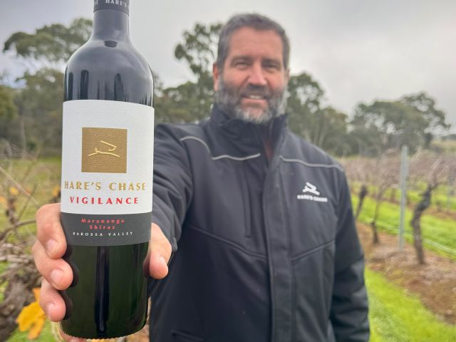 Hare's Chase winemaker Matt Reynolds with Sommeliers Choice Awards winning wine