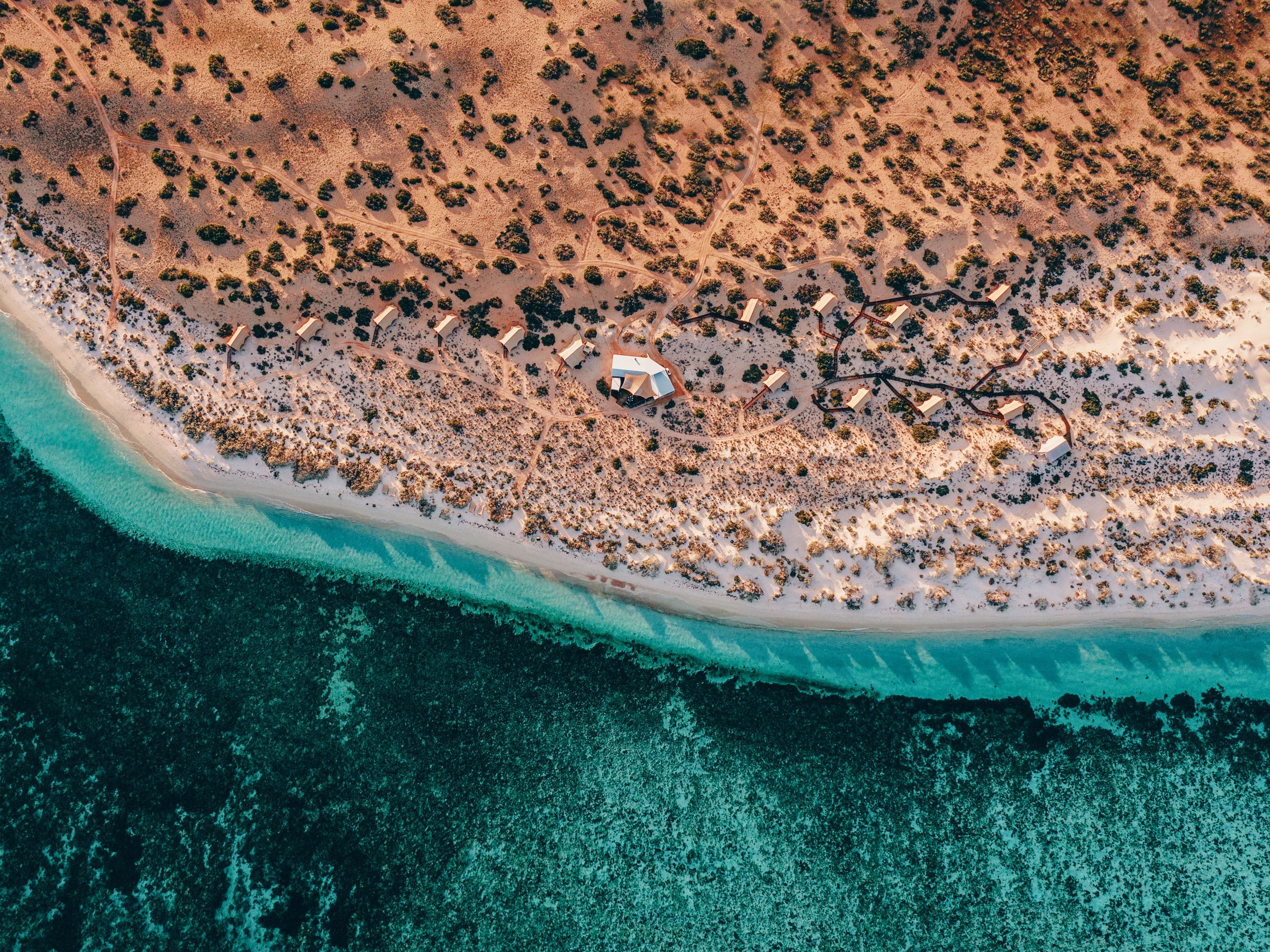 Sal Salis Ningaloo Reef accommodation aerial shot