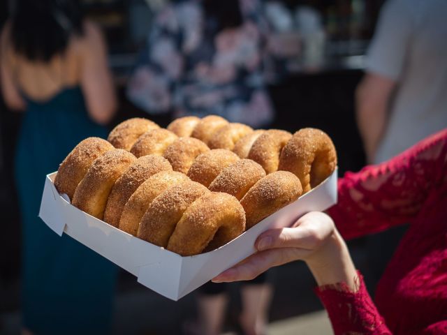 Legendary doughnuts served piping hot with a dusting of cinnamon sugar from Berry Donut Van