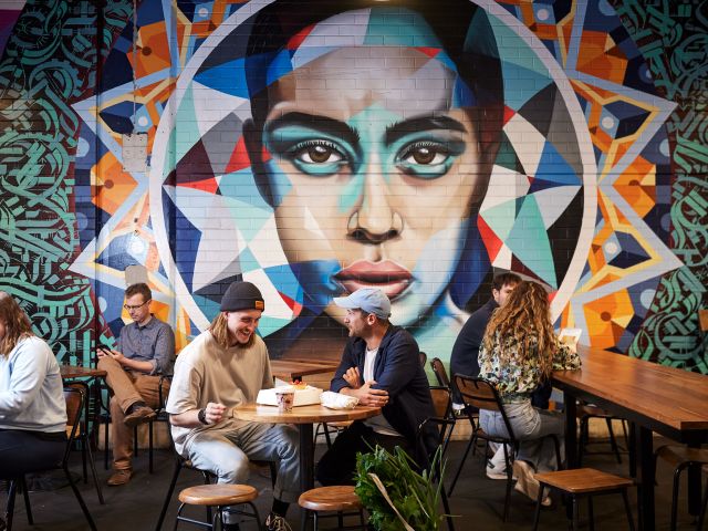 adelaide central market eating area street art