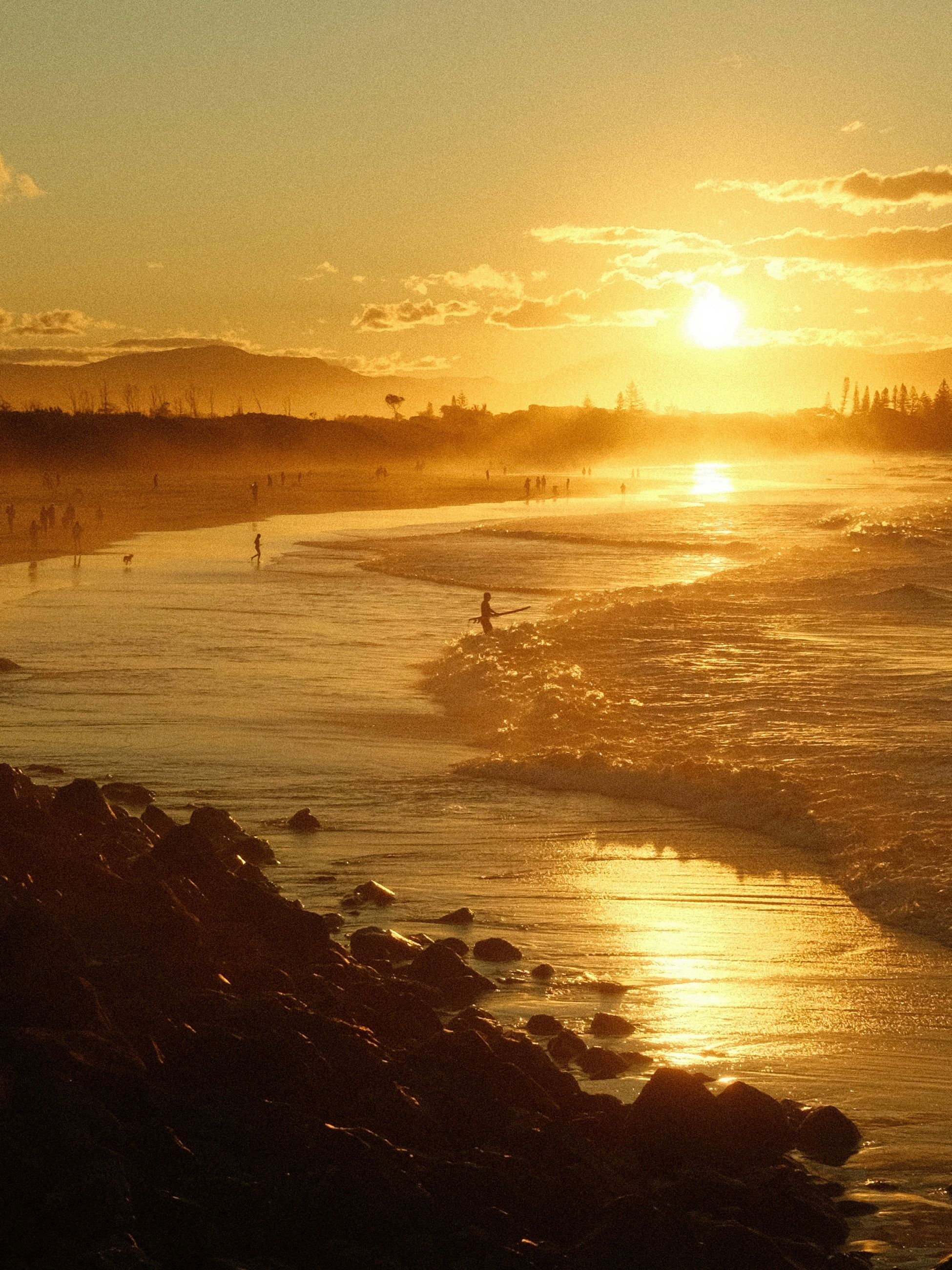 Beach in Byron Bay at sunset