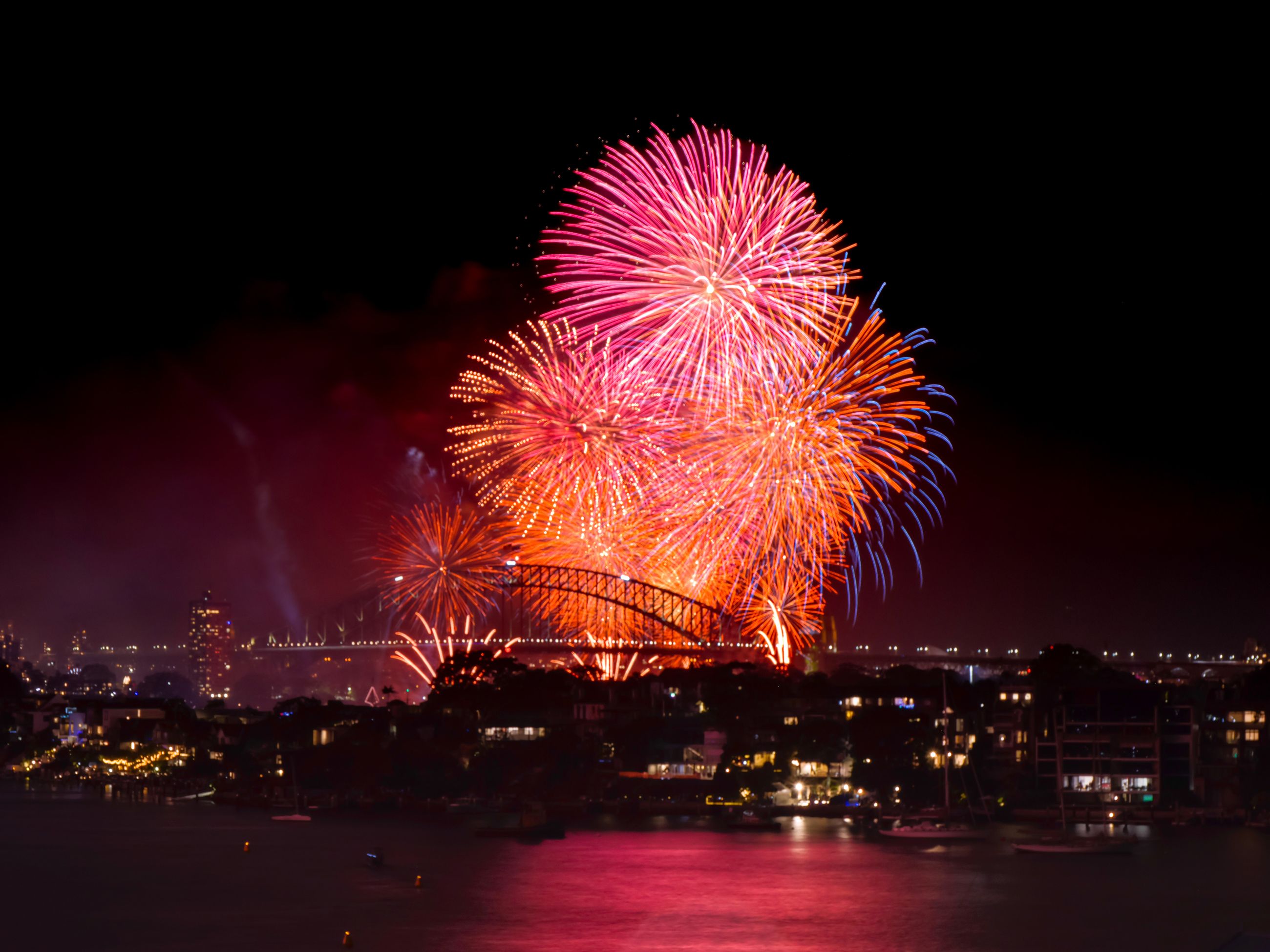 View of Sydney Harbour from Cockatoo Island on New Year's Eve