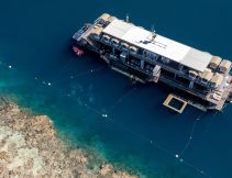 aerial view of new cruise whitsunday reefworld pontoon