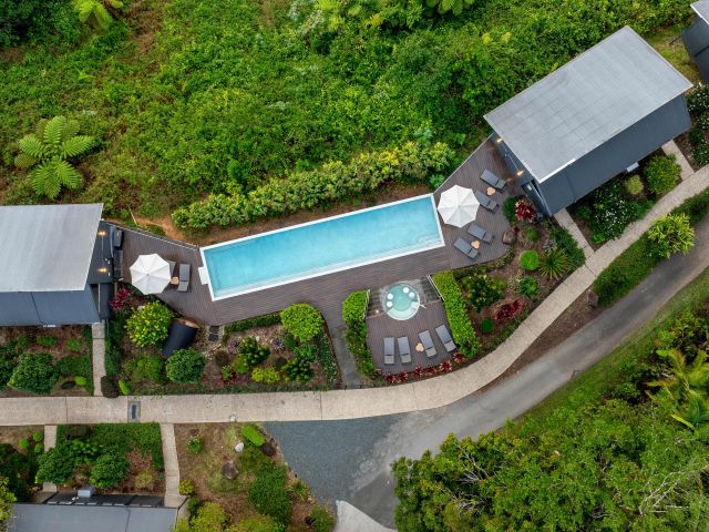 aerial view of upper valley pool at Eden Retreat on the gold coast
