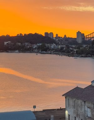 View of Sydney Harbour from Cockatoo Island at sunrise