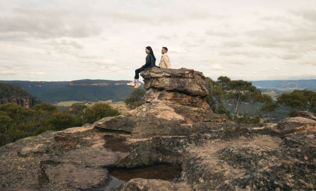 Couple enjoying the views from Pulpit Rock