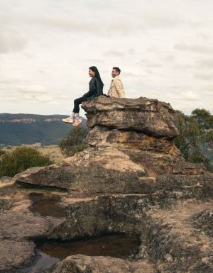 Couple enjoying the views from Pulpit Rock