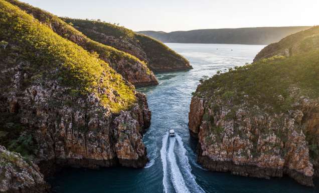jet boat going through horizontal falls