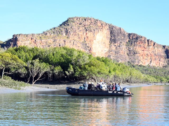 Passengers of Seabourn Pursuit croc spotting near Hunter River
