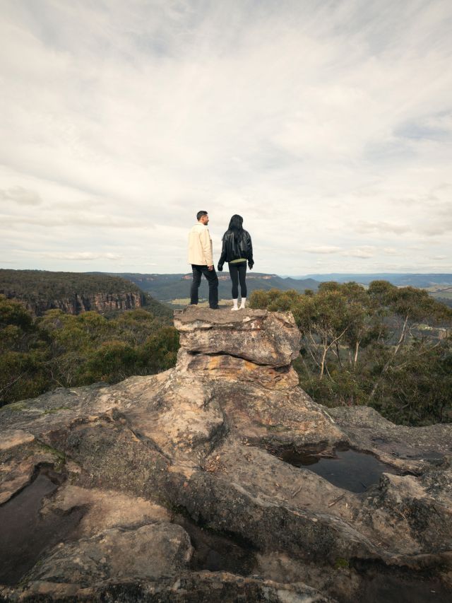 Couple enjoying the views from Pulpit Rock