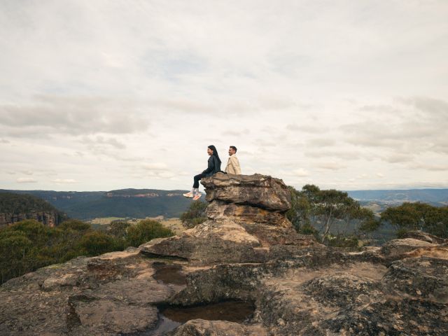 Couple enjoying the views from Pulpit Rock