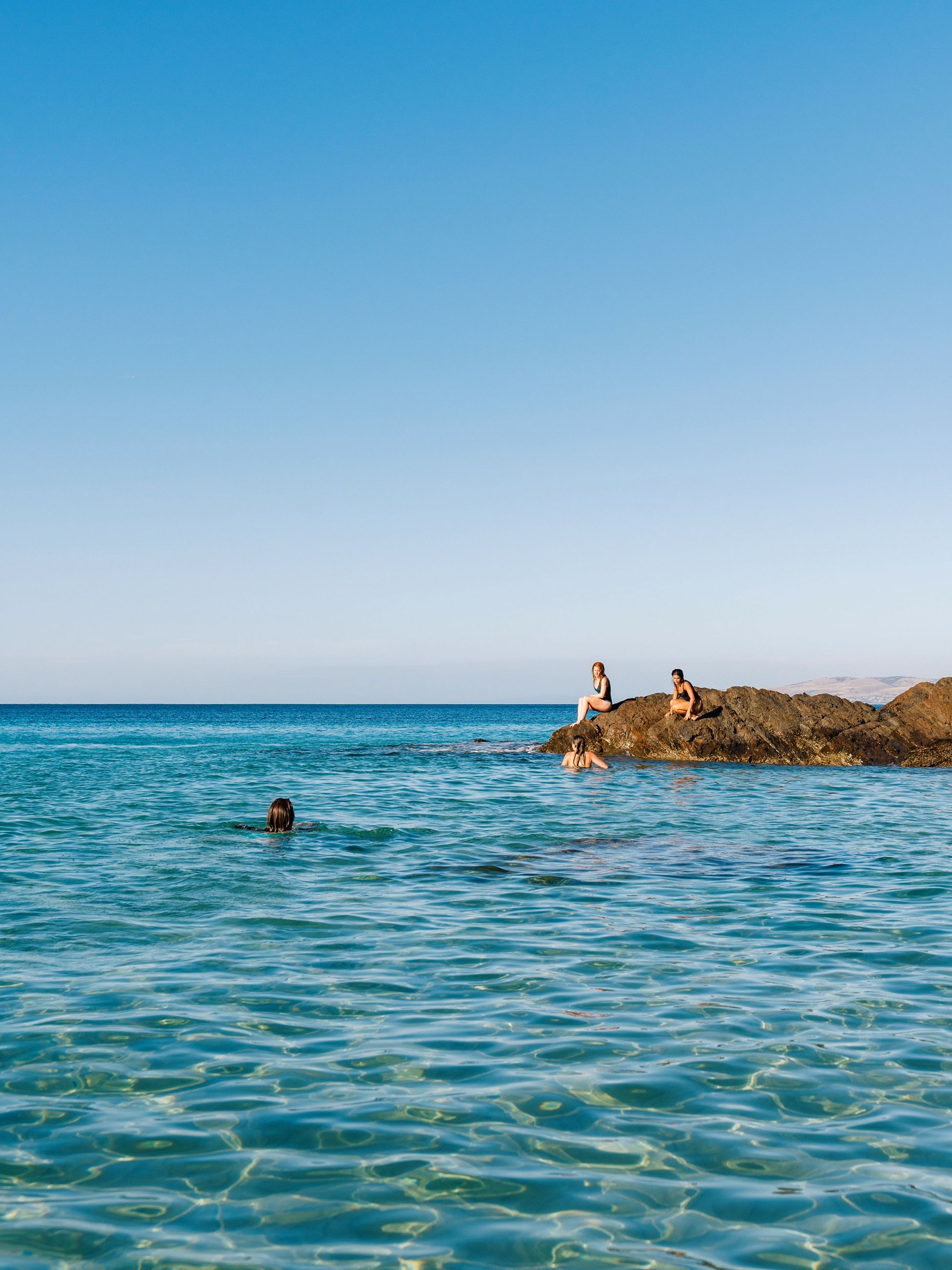 Group of girls swimming at Second Valley in the Fleurieu Peninsula in South Australia