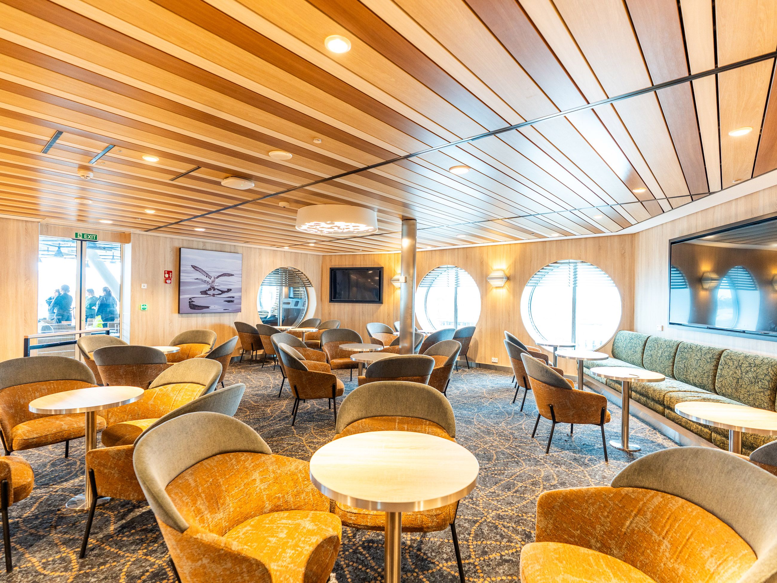 Indoor dining and lounge areas onboard Spirit of Tasmania