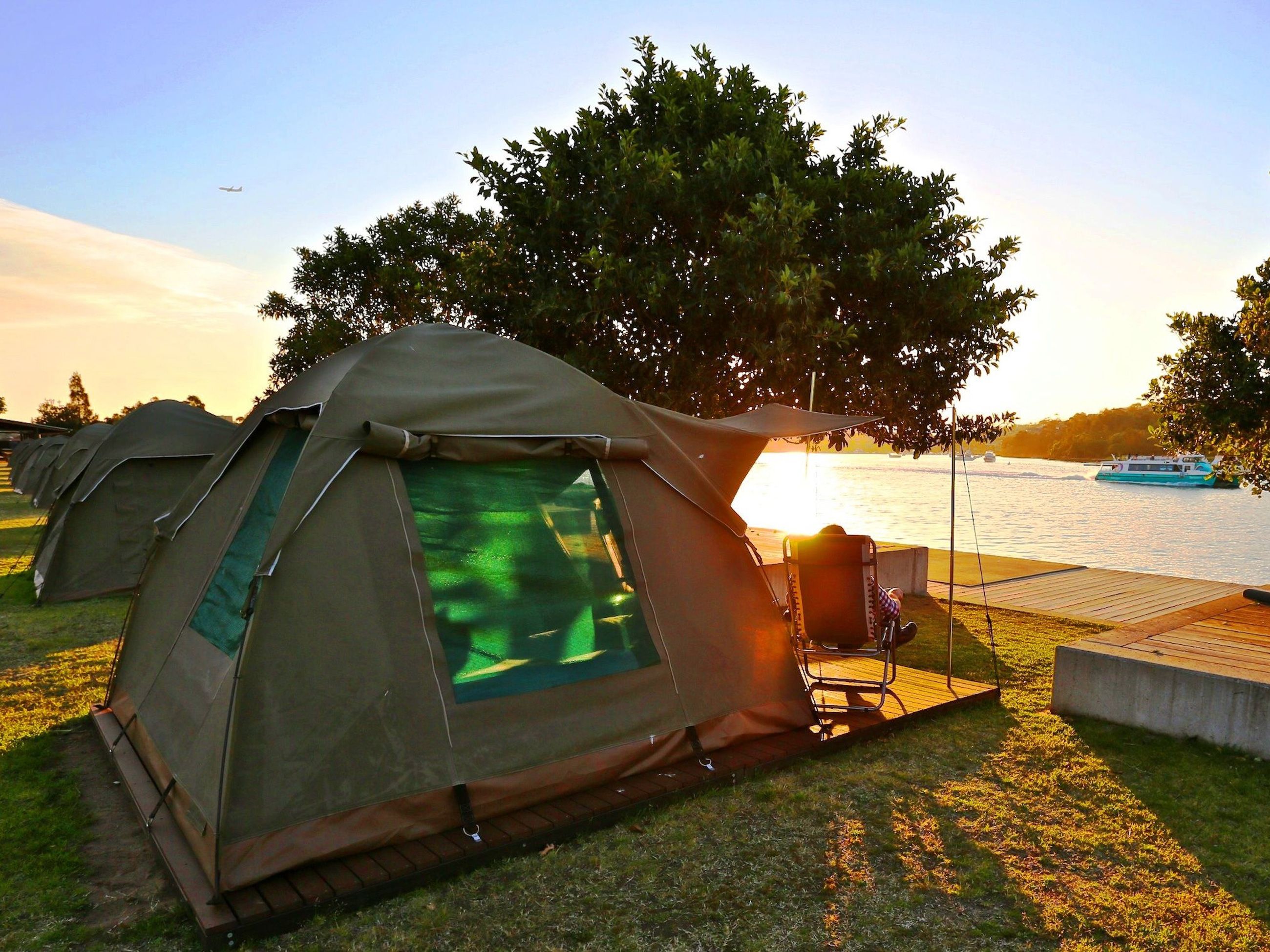 Waterfront campground on Cockatoo Island