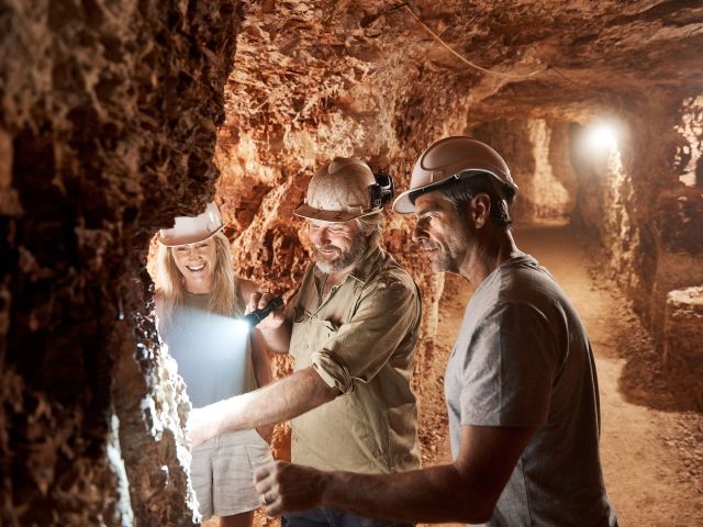 people in a mine in white cliffs nsw