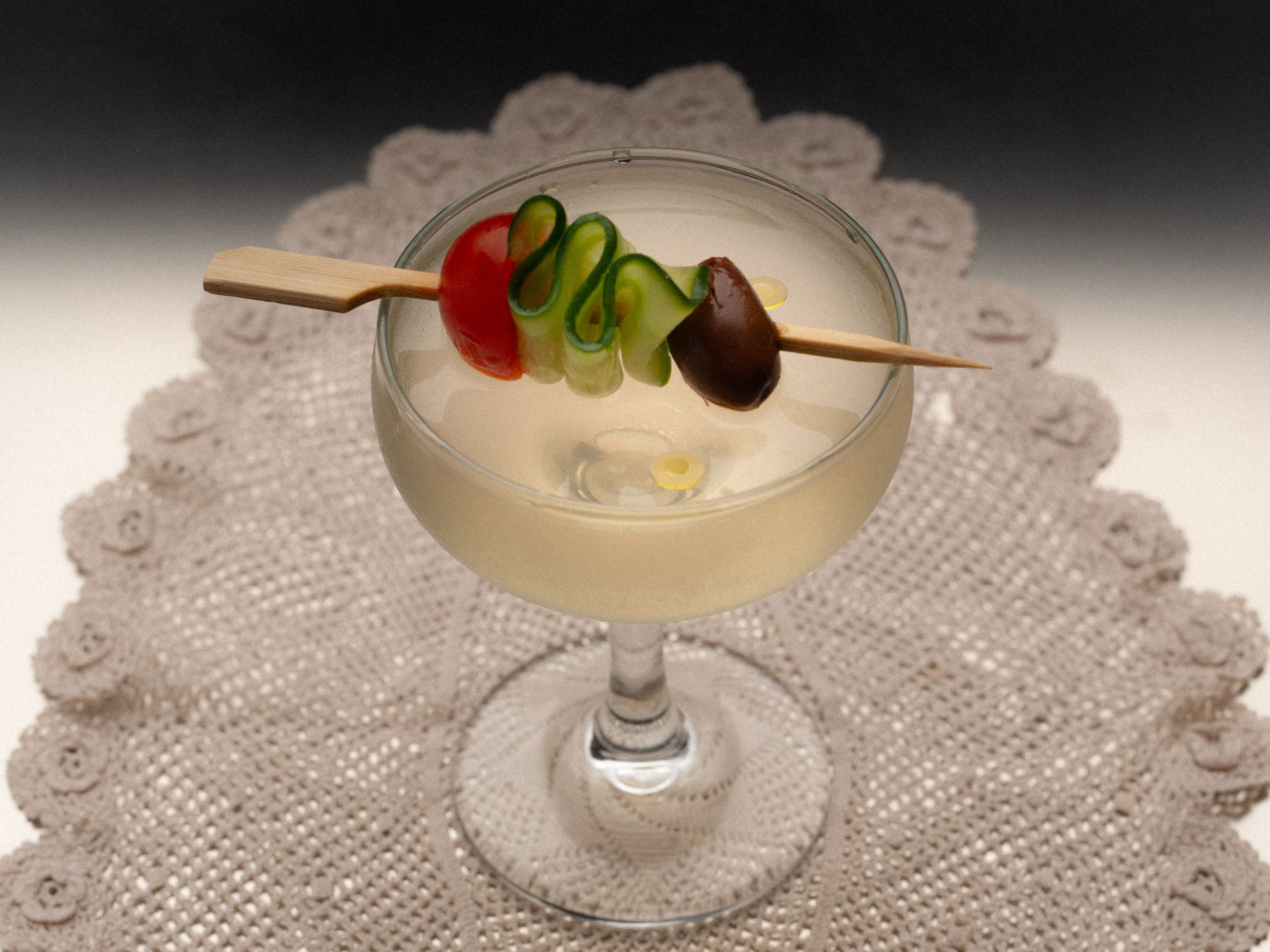 Greek salad martini at Capers Thornbury