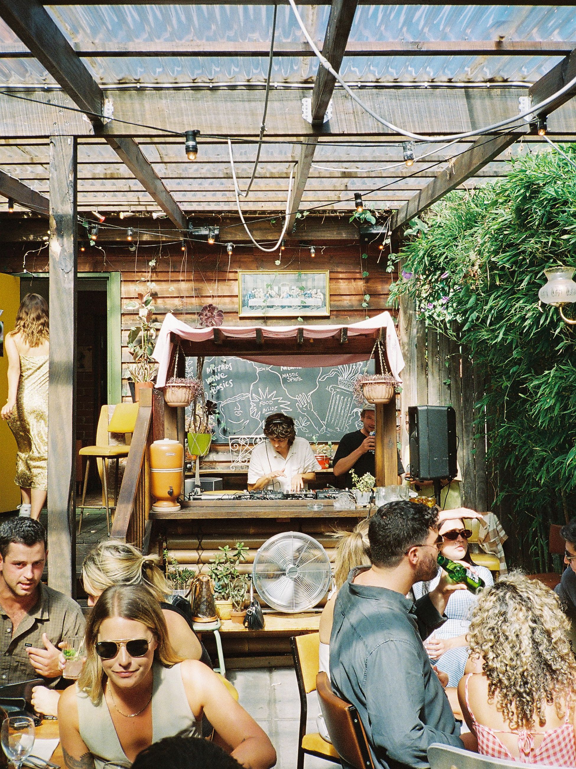 Capers Thornbury's beer garden with a DJ booth