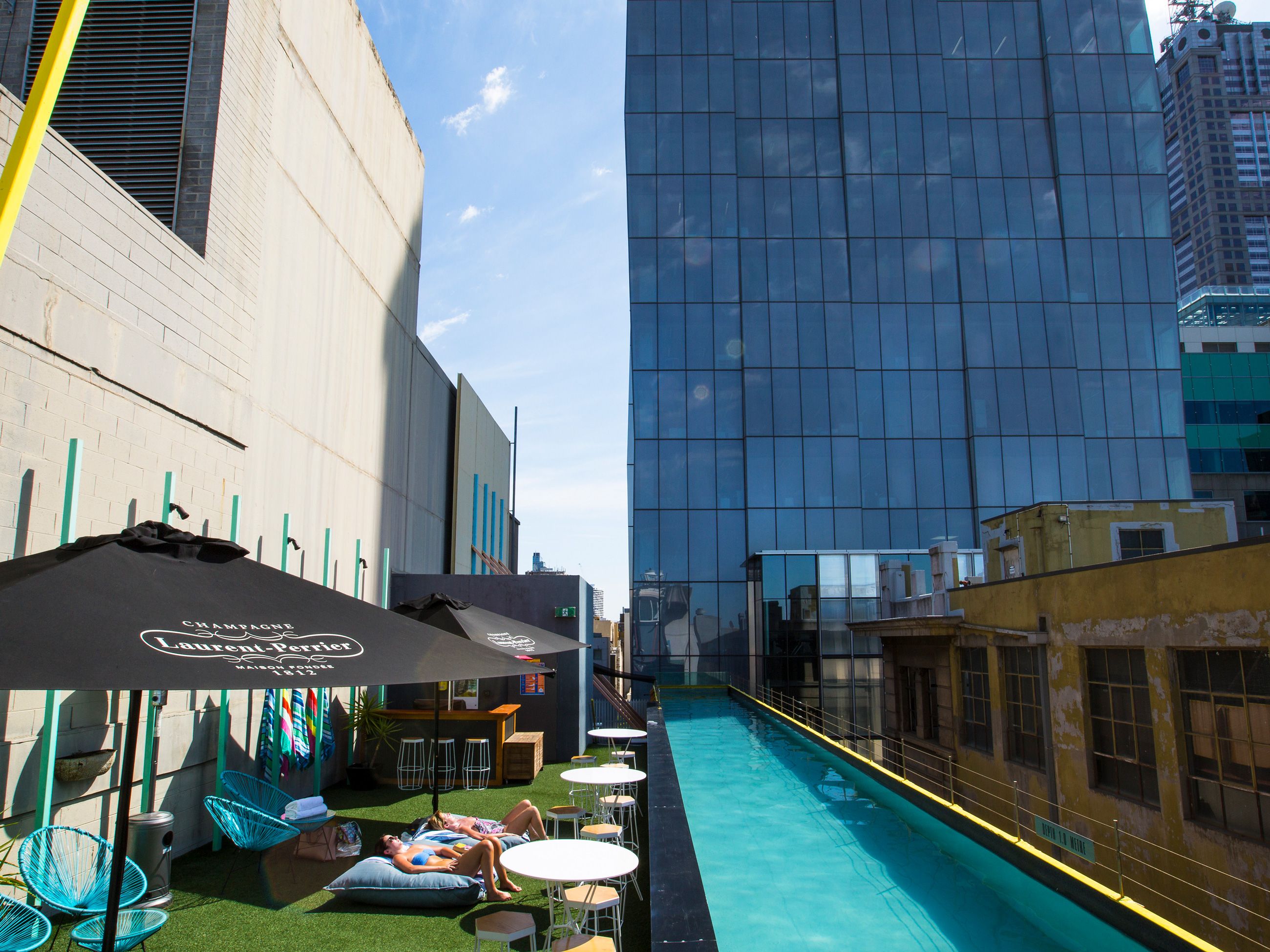 Adelphi Hotel's glass-bottomed rooftop pool