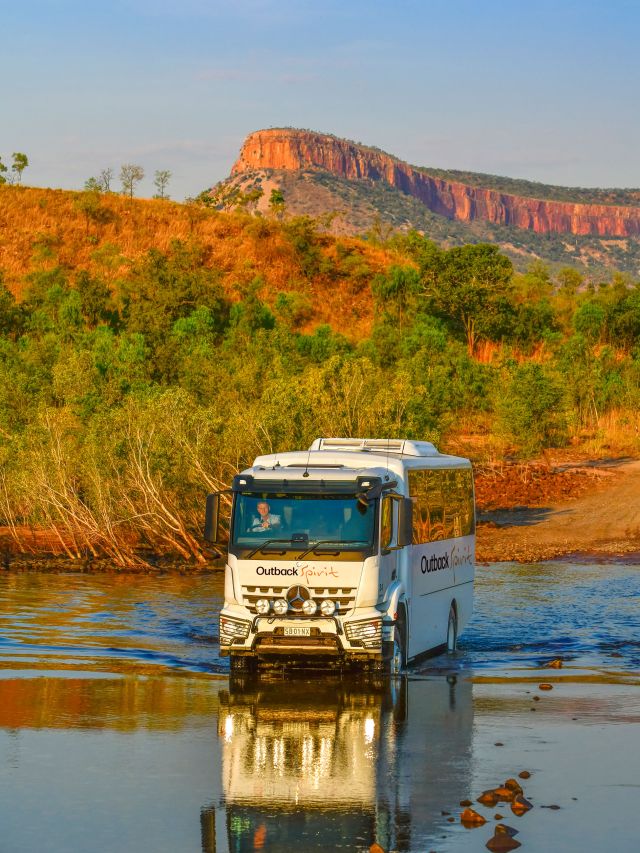 outback spirit 4wd driving through the Pentecost river in the kimberley