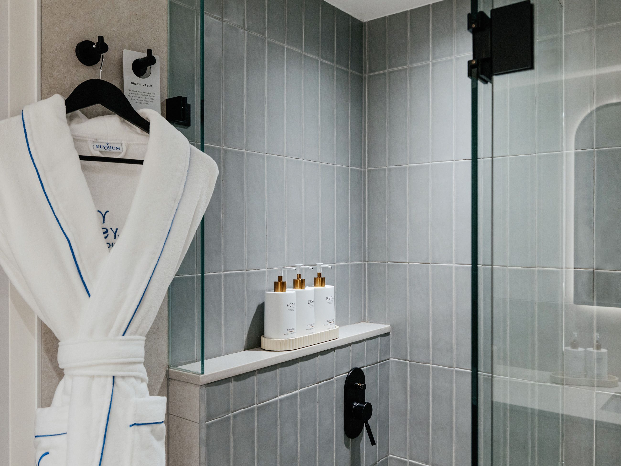 robe in bathroom